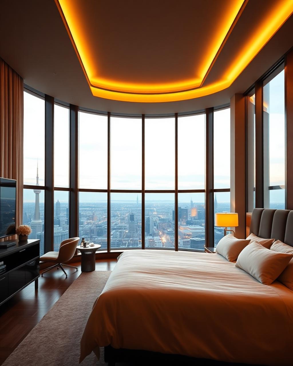 Luxury hotel suite with city view